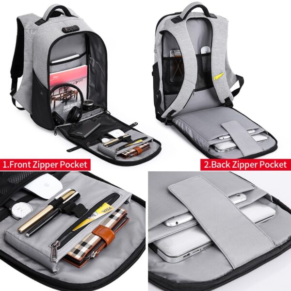 Fashion Large Capacity Men's Travel Laptop Backpack with USB - Image 3