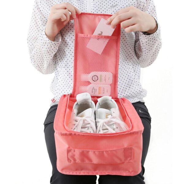 Waterproof Colorful Nylon Travel Shoes Storage Bag with Zipper - Image 5