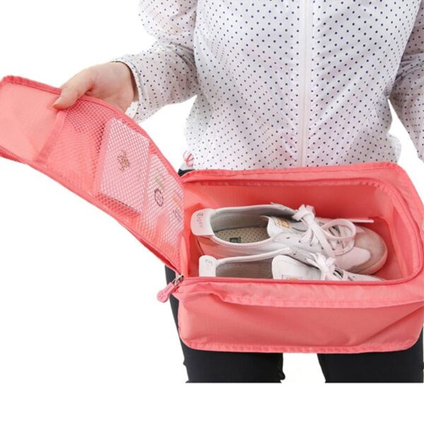 Waterproof Colorful Nylon Travel Shoes Storage Bag with Zipper - Image 4